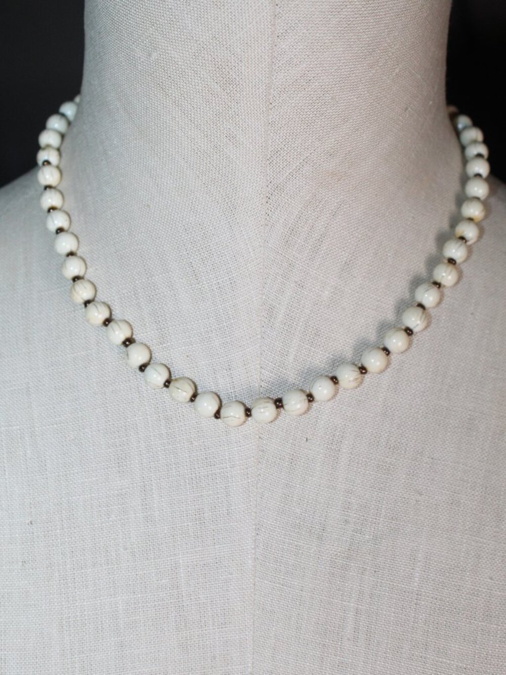 White & Copper-tone Beaded 18" Necklace